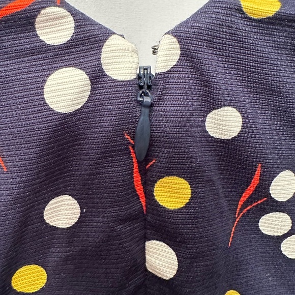 Boden Navy Polka Dot V-neck Peplum Sleeveless Top Size 2 Zip Back Lined - Picture 5 of 10